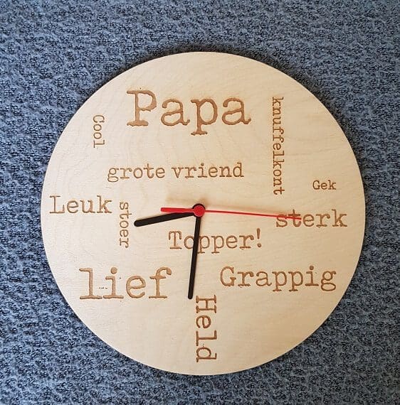 houten klok papa