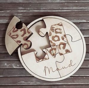 Ronde houten puzzel 4 stukjes Ronde houten puzzel 4 stukjes