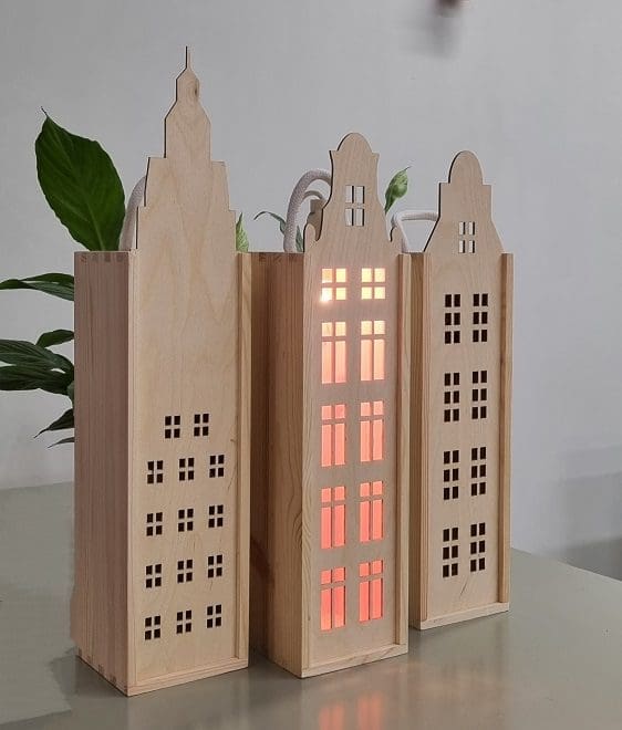 Houten wijnkist tafellamp - Afbeelding 2