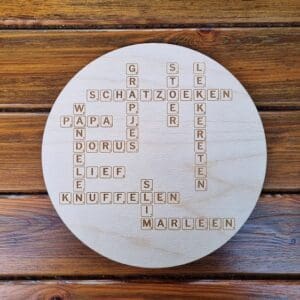 houten bordje puzzeltekst