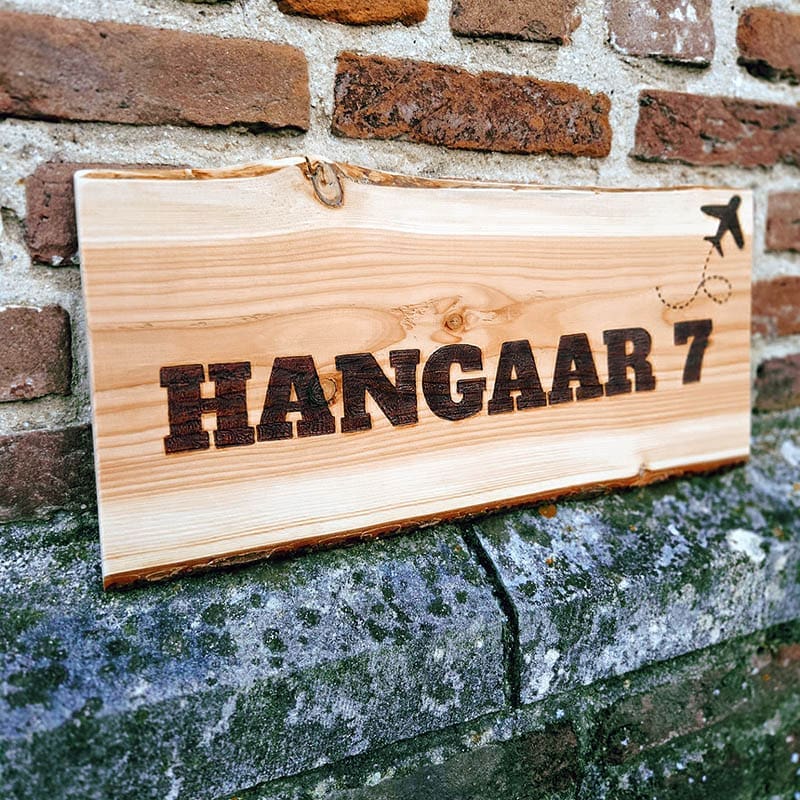 Houten naambord gebrand 50cm